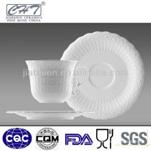 Elegant white embossed cup and saucer cup coaster